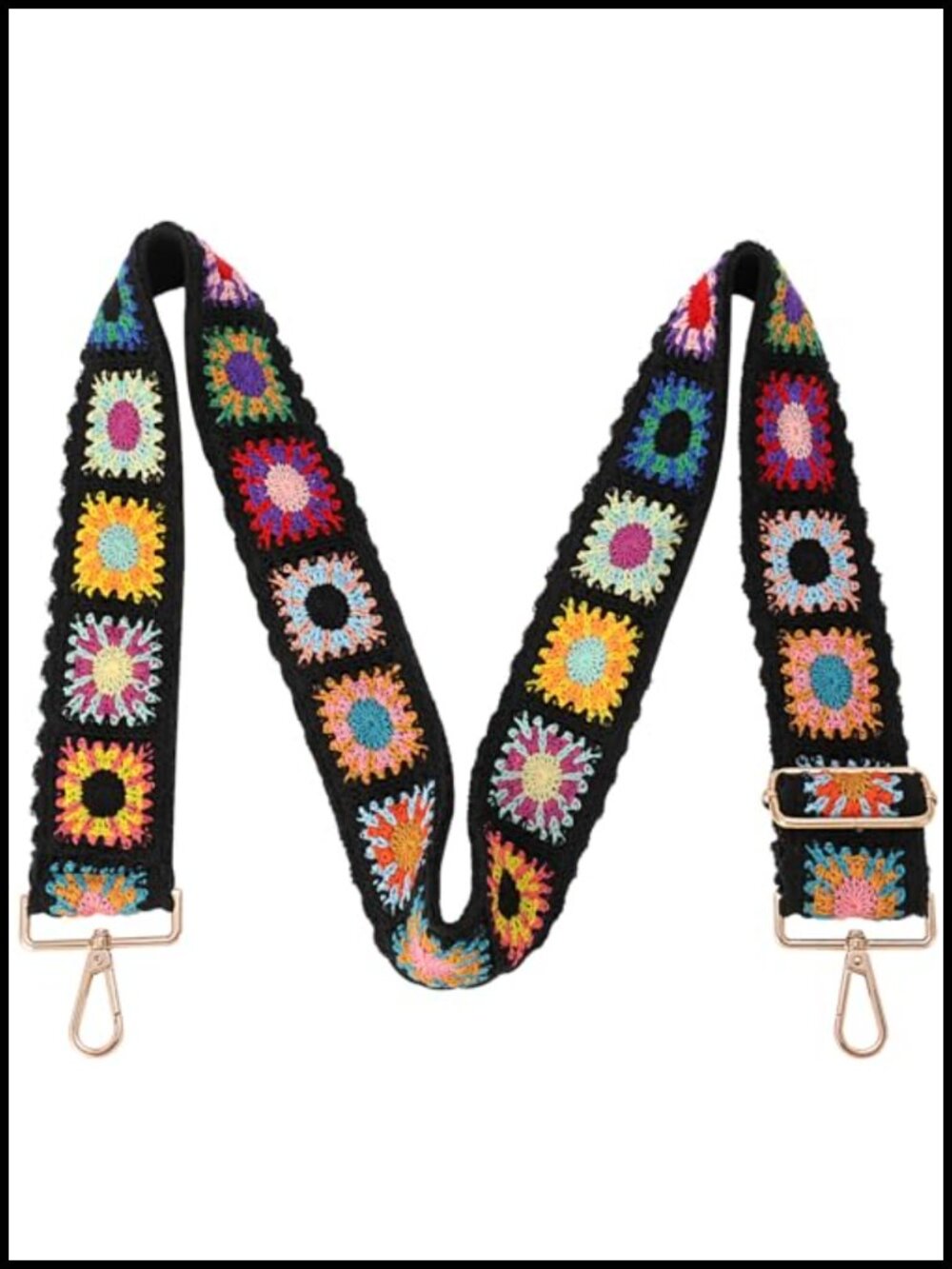Crochet Flower Wide Purse Strap Crossbody Replacement Adjustable